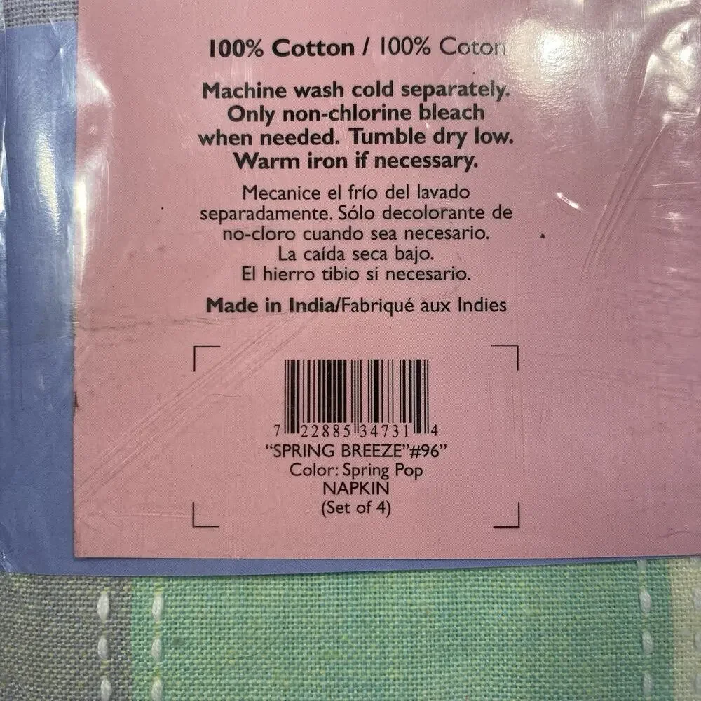 Home Wear Spring Breeze Hemstitch Napkins Pastel Plaid 100% Cotton